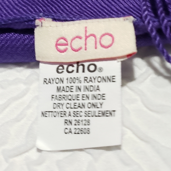 ECHO Deep Purple Rayon Large Scarf with Fringe. - Picture 14 of 14